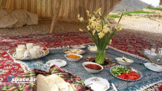 صبحانه محلی در اقامتگاه بوم گردی تنگ چوگان - کازرون - روستای تنگ چوگان دره شوری
